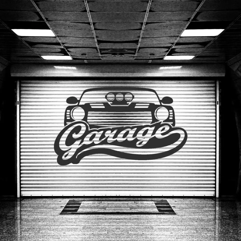 A stylized image of the original garage where the company started.