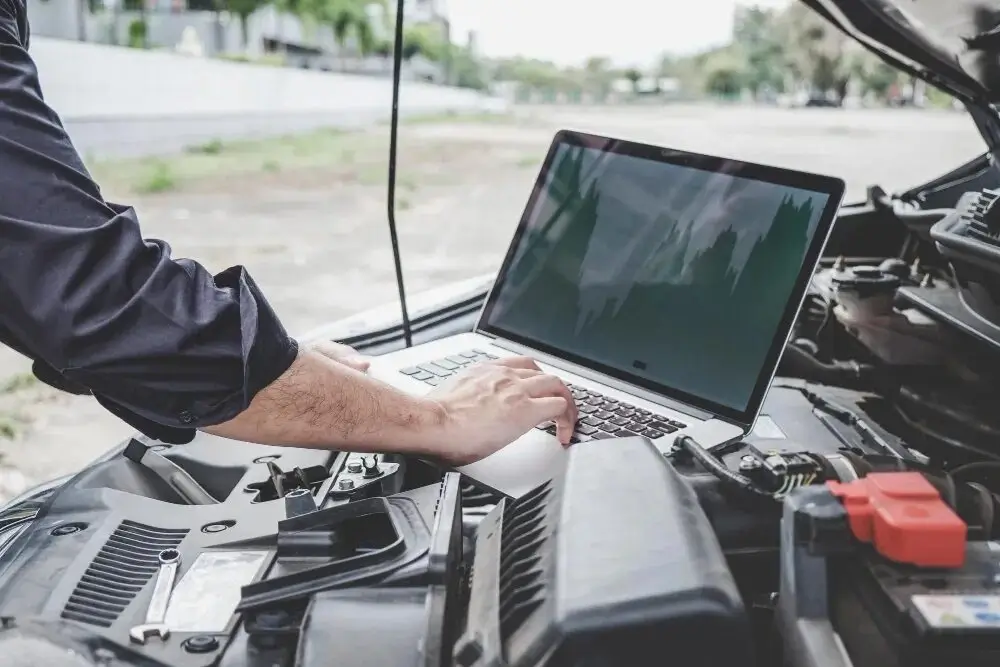 A computer screen displaying healthy engine diagnostic data.